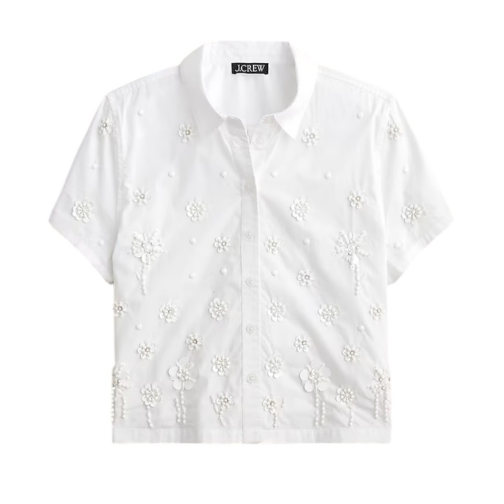 J.Crew Collection embellished button-up shirt in white